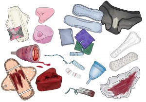 Artikel zur Menstruation auf Bilderkarten
